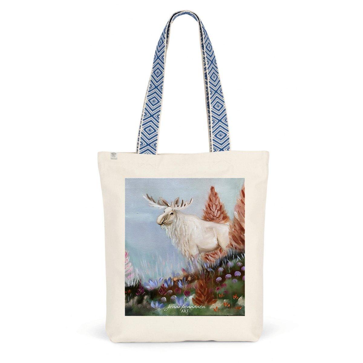 Premium Plus-Ekologinen puuvillakassi "Mielimetsäni" -taidepainatuksella - Jenni Pennanen Art