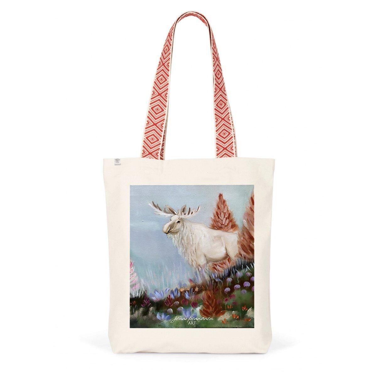 Premium Plus-Ekologinen puuvillakassi "Mielimetsäni" -taidepainatuksella - Jenni Pennanen Art
