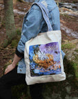 Painotuote-Ekologinen puuvillakassi Pöllö-taidepainatuksella - Jenni Pennanen Art