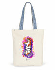 Ethnic totebag: Vibrant Happy Tiger on Colorful Grass Design - front_0
