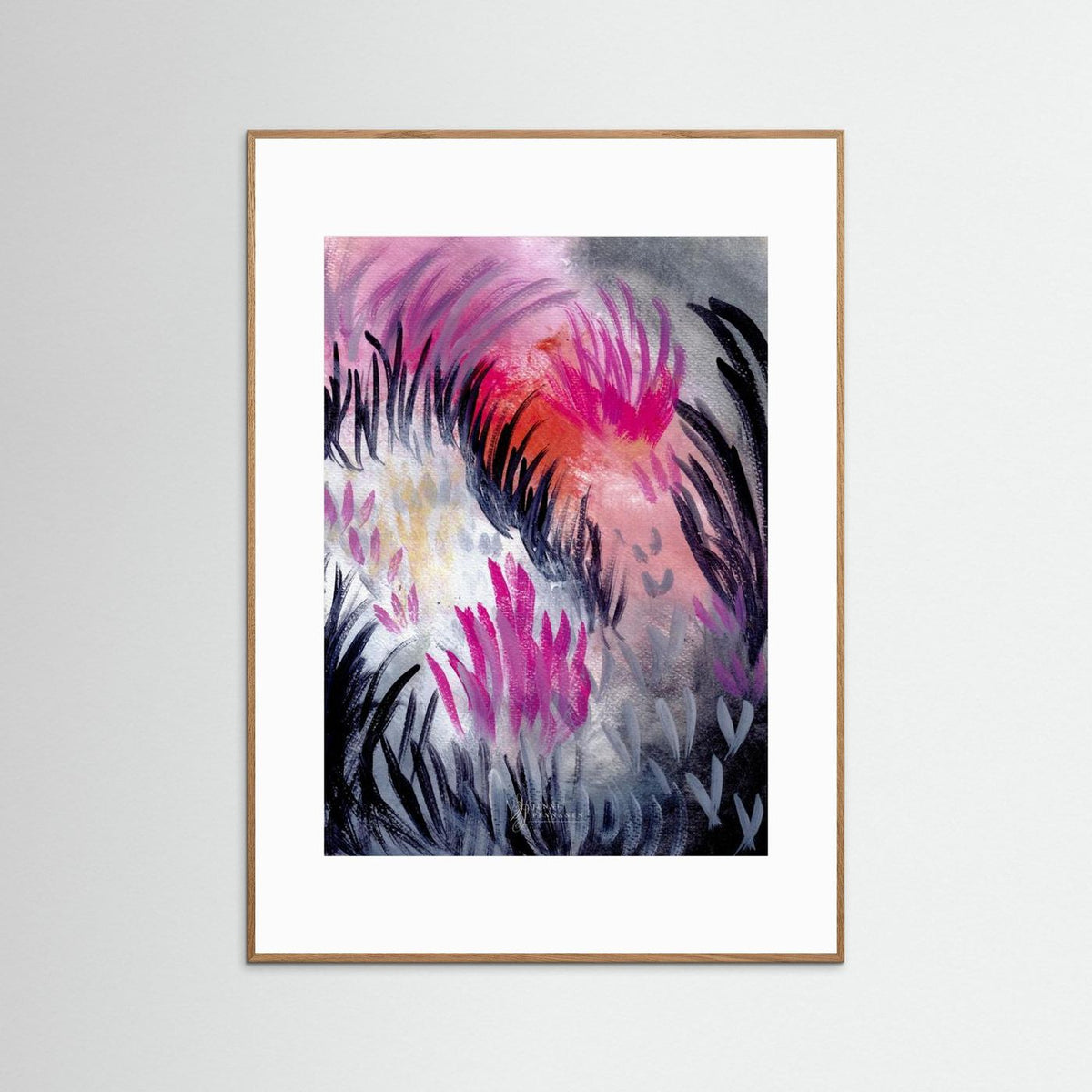 Dusk Field – Fine Art -taidejuliste, abstrakti niittyaihe, Jenni Pennanen Art