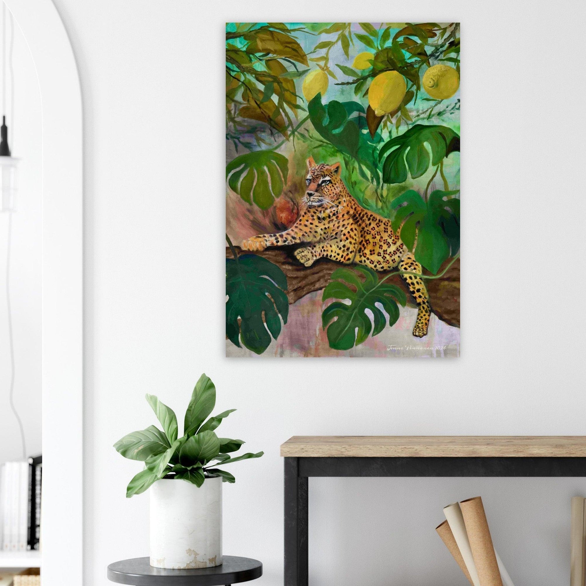 Cat in the lemon tree wood print