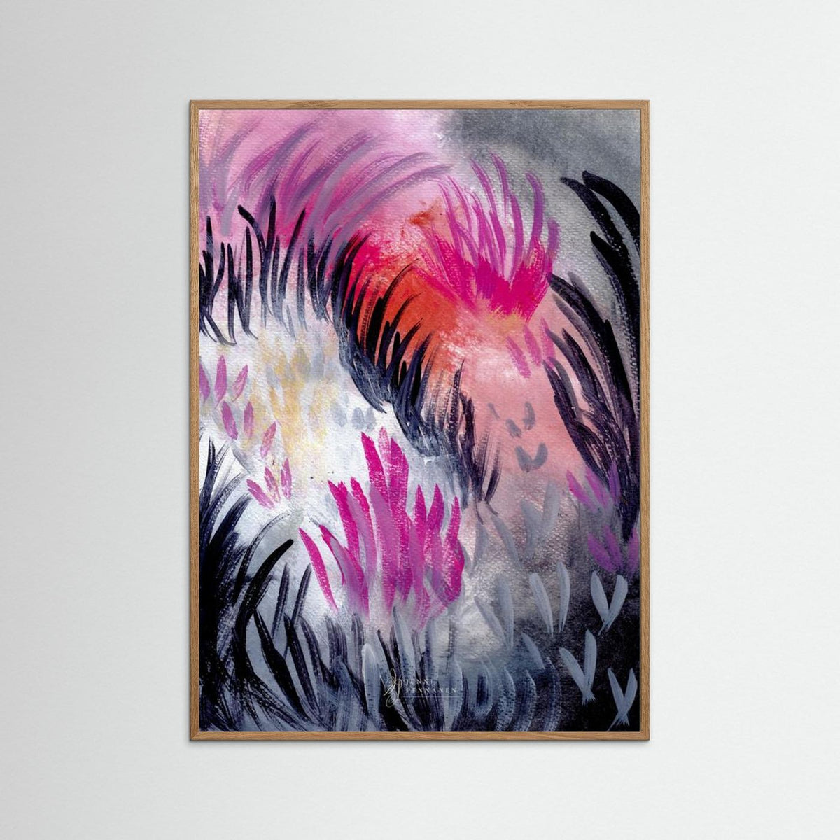 Dusk Field – Fine Art -taidejuliste, abstrakti niittyaihe, Jenni Pennanen Art