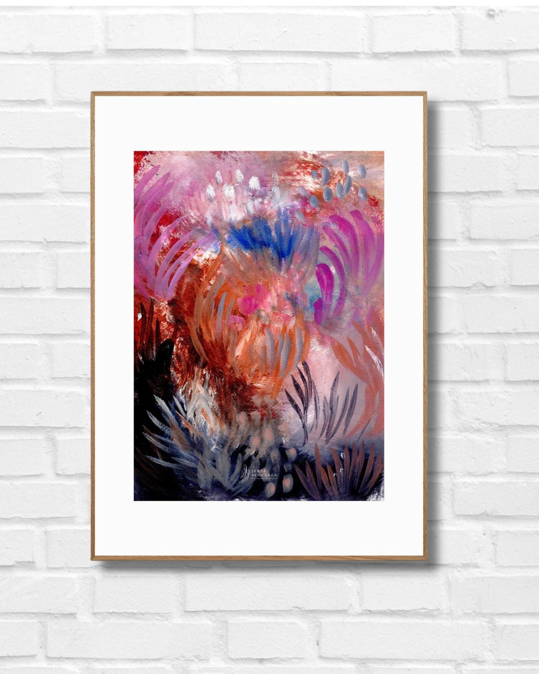 Fiery Field – Fine Art -taidejuliste, abstrakti niittyaihe, Jenni Pennanen Art