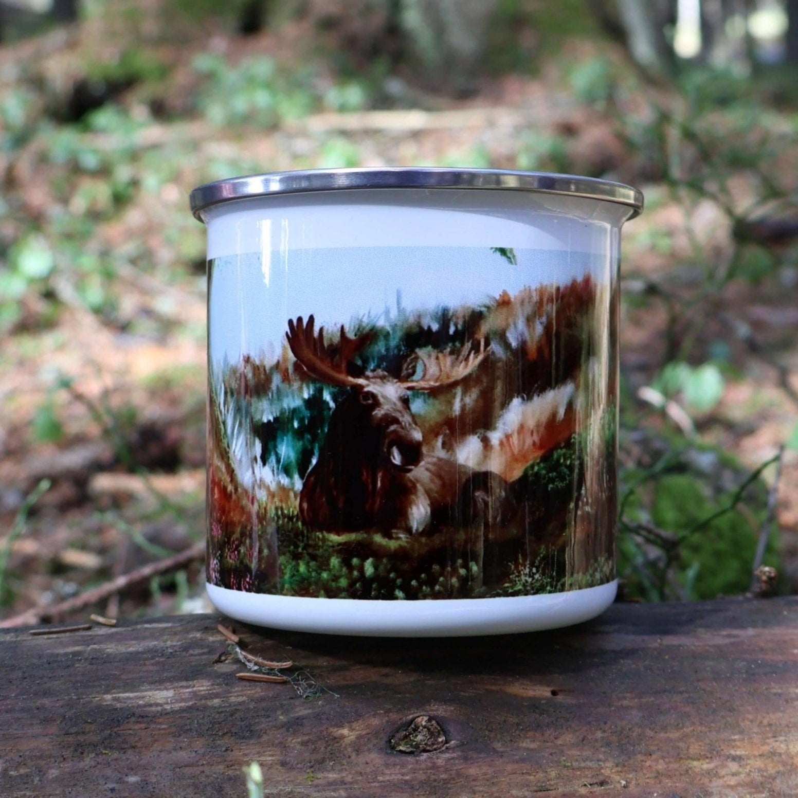 Moose/Elk -enamel mug - Jenni Pennanen Art