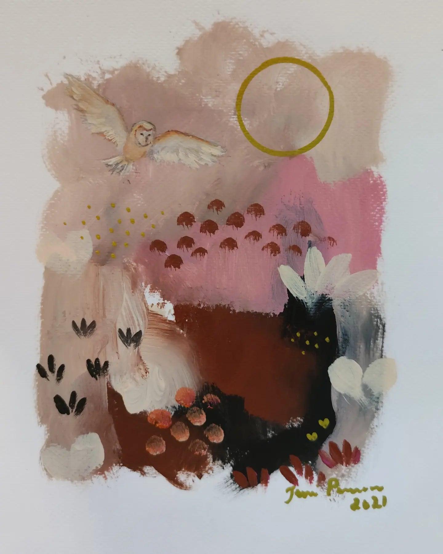 Pöllö aiheet 4kpl-sarja - Jenni Pennanen Art