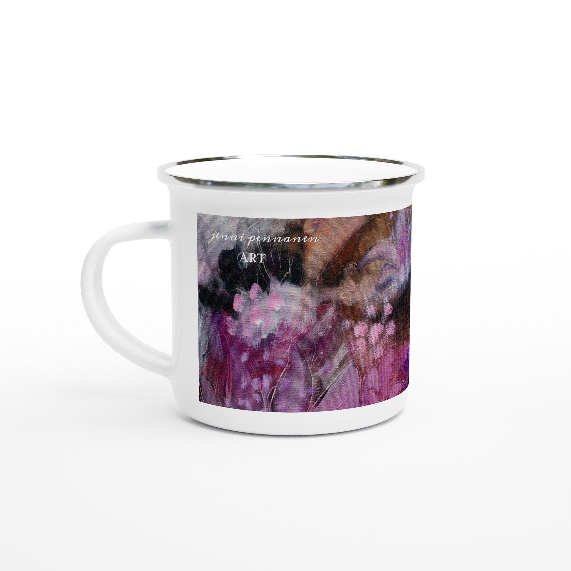 Tiger and floral -enamel mug - Jenni Pennanen Art
