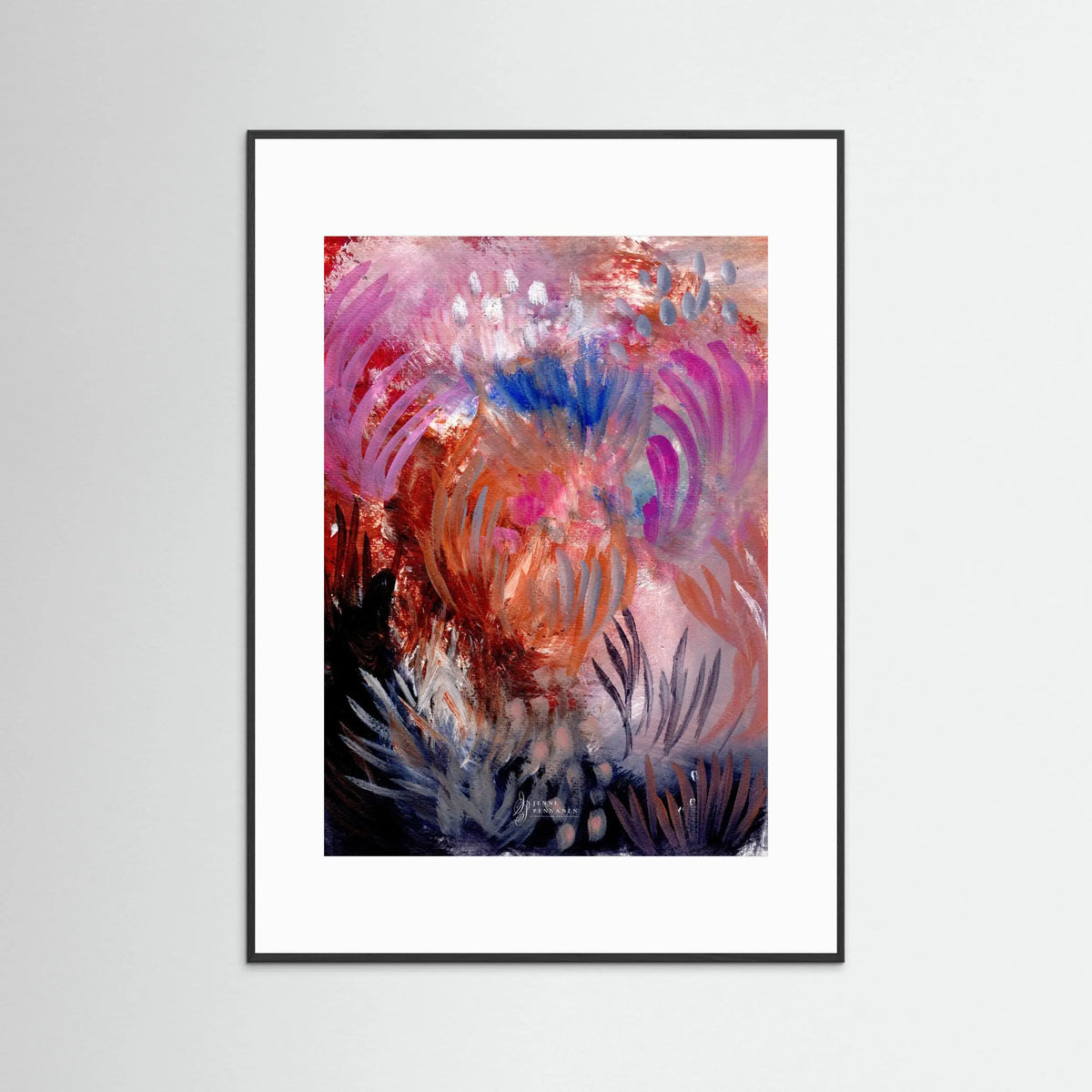 Fiery Field – Fine Art -taidejuliste, abstrakti niittyaihe, Jenni Pennanen Art