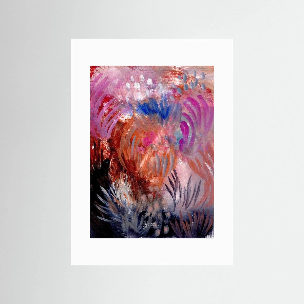 Fiery Field – Fine Art -taidejuliste, abstrakti niittyaihe, Jenni Pennanen Art