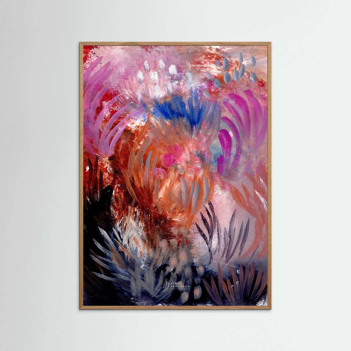 Fiery Field – Fine Art -taidejuliste, abstrakti niittyaihe, Jenni Pennanen Art