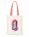 Ethnic totebag: Vibrant Happy Tiger on Colorful Grass Design - front_1