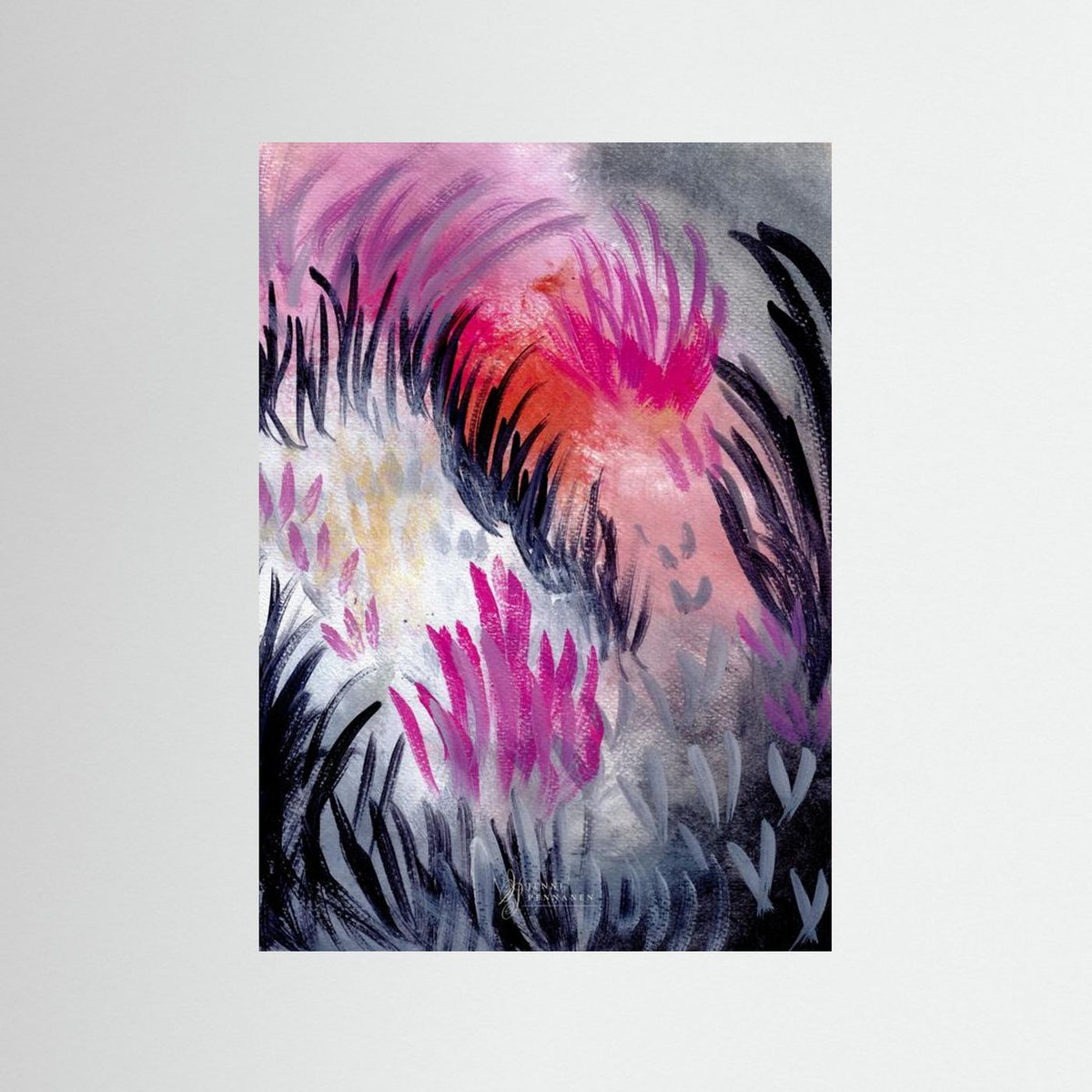Dusk Field – Fine Art -taidejuliste, abstrakti niittyaihe, Jenni Pennanen Art