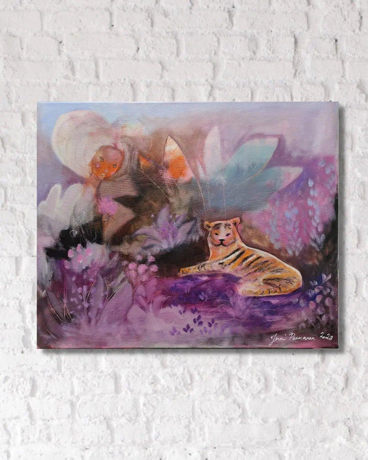 taideteos-MAKING FRIENDS WITH THE TIGER - Jenni Pennanen Art