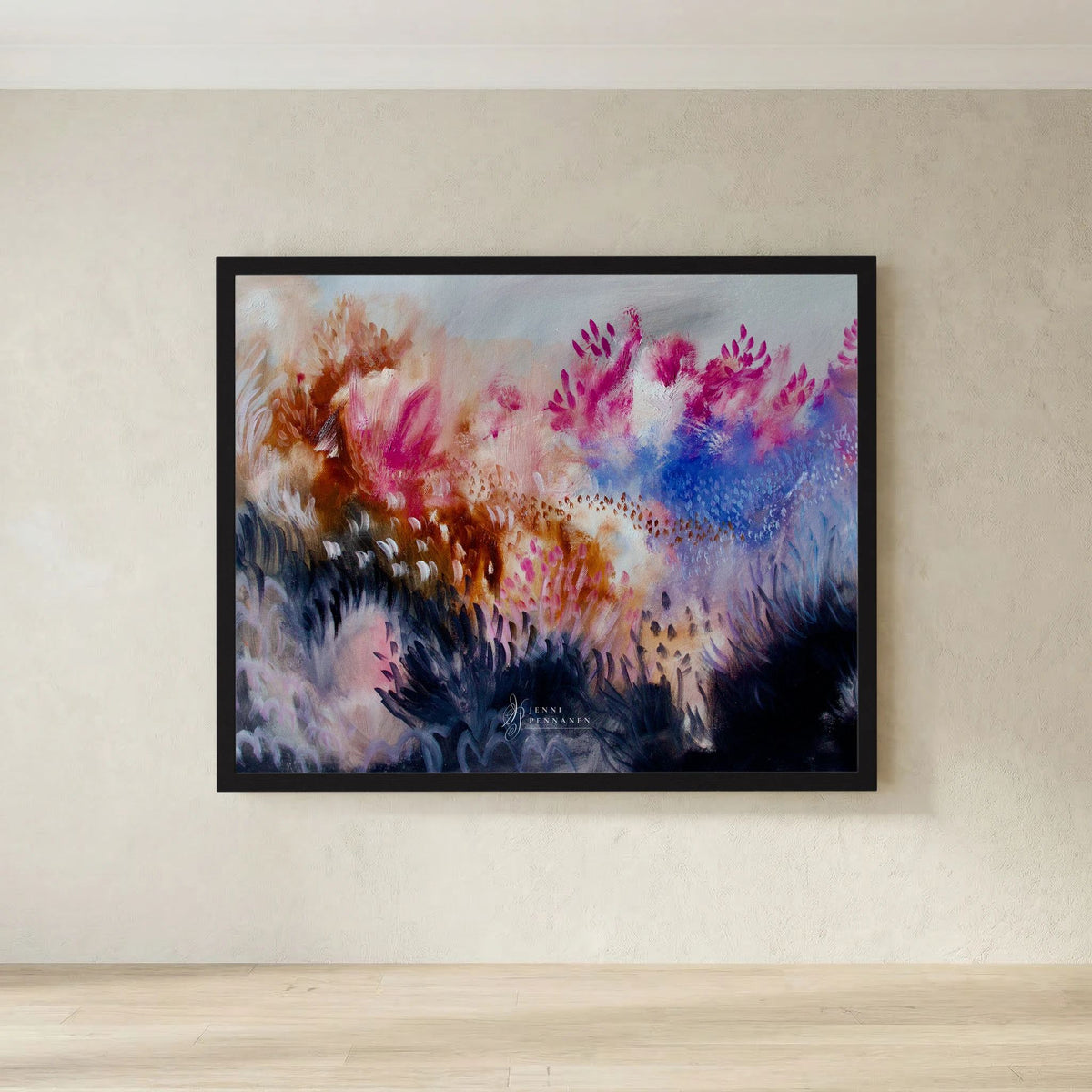 Lush Field – Fine Art -taidejuliste, abstrakti niittyaihe, Jenni Pennanen Art