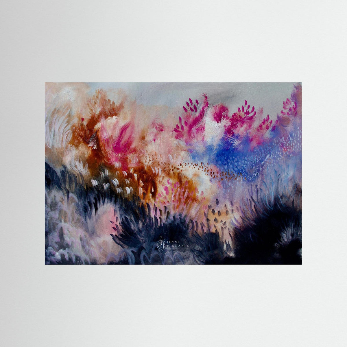 Lush Field – Fine Art -taidejuliste, abstrakti niittyaihe, Jenni Pennanen Art