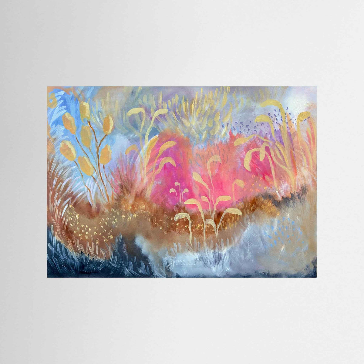 Joyous Field – Fine Art -taidejuliste, abstrakti niittyaihe, Jenni Pennanen Art