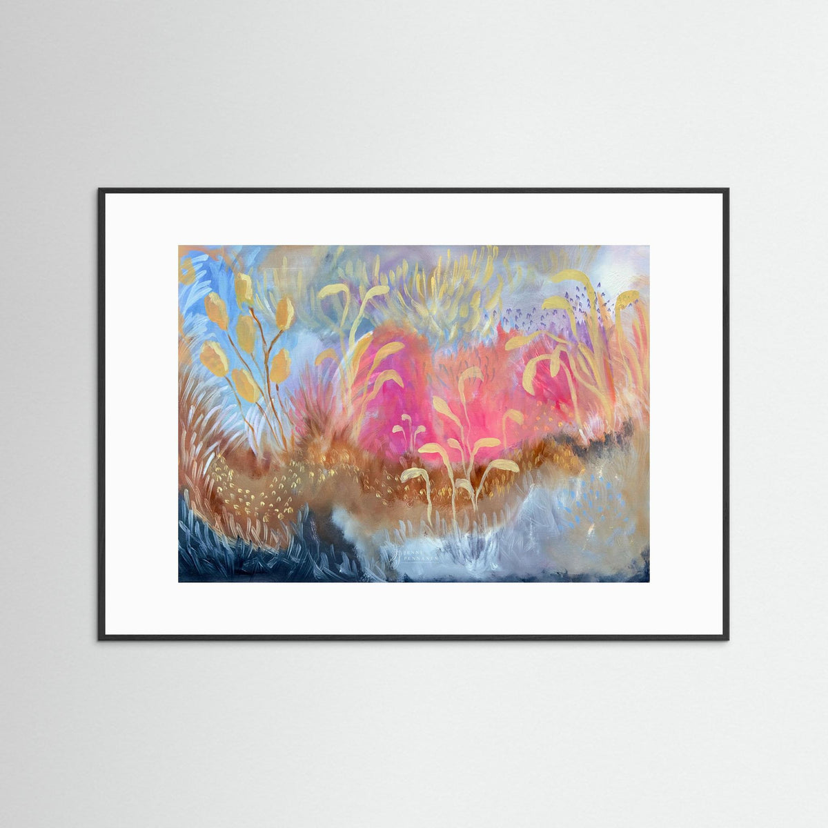 Joyous Field – Fine Art -taidejuliste, abstrakti niittyaihe, Jenni Pennanen Art