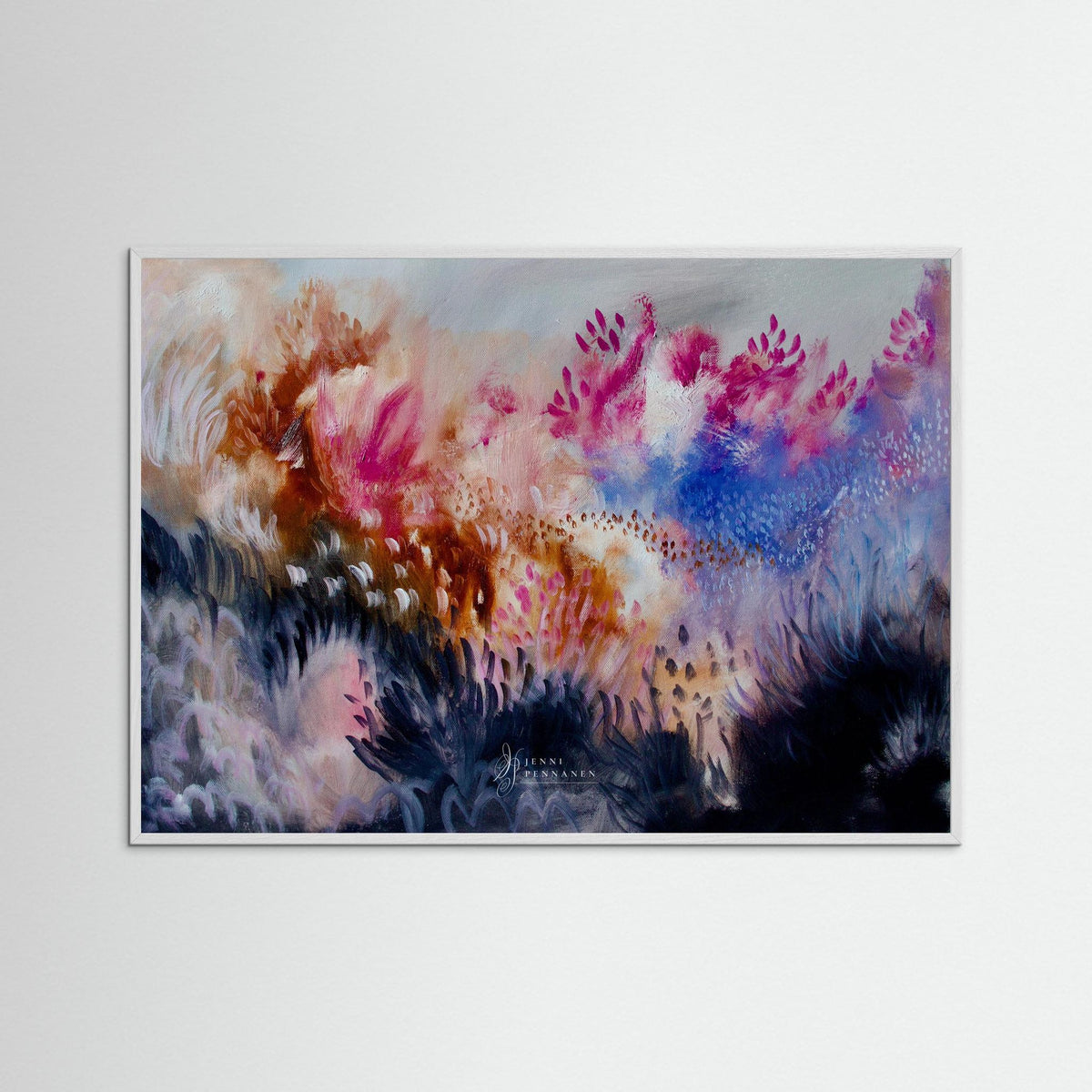 Lush Field – Fine Art -taidejuliste, abstrakti niittyaihe, Jenni Pennanen Art