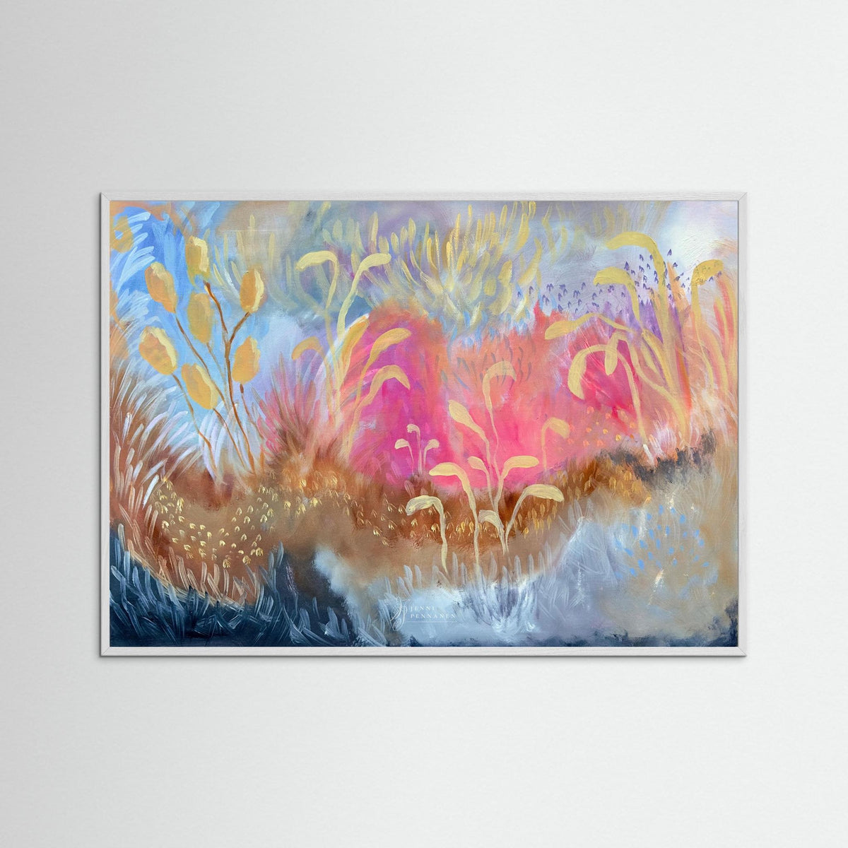 Joyous Field – Fine Art -taidejuliste, abstrakti niittyaihe, Jenni Pennanen Art
