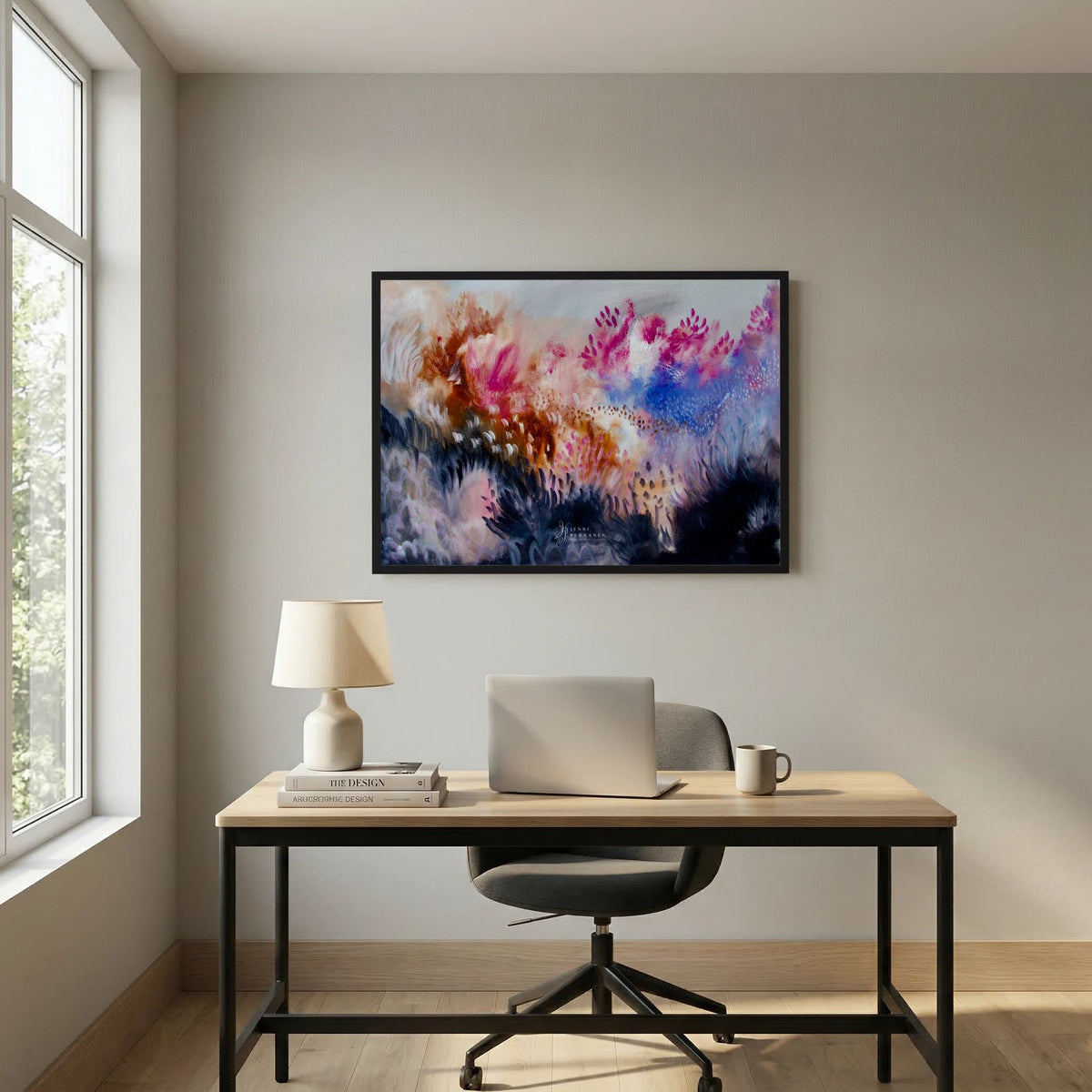 Lush Field – Fine Art -taidejuliste, abstrakti niittyaihe, Jenni Pennanen Art