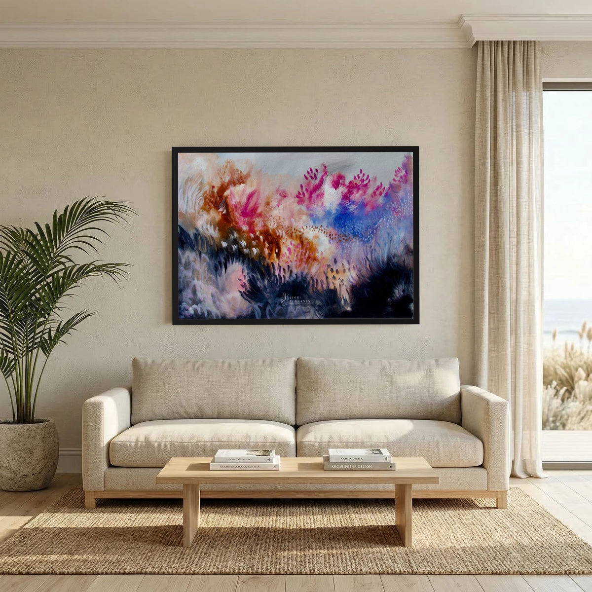 Lush Field – Fine Art -taidejuliste, abstrakti niittyaihe, Jenni Pennanen Art