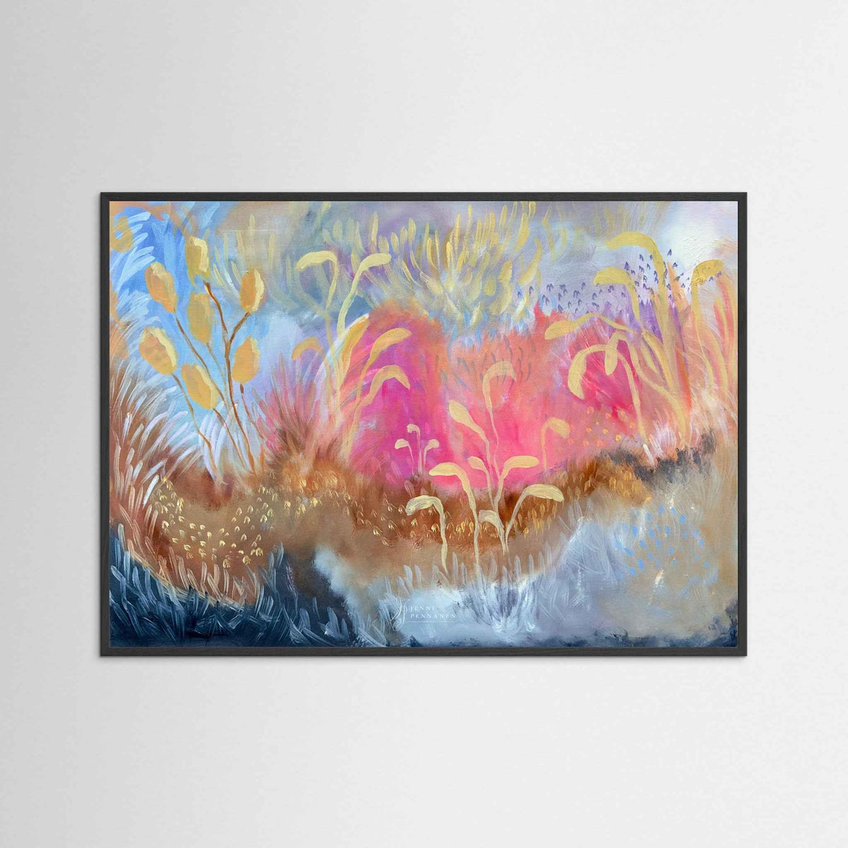 Joyous Field – Fine Art -taidejuliste, abstrakti niittyaihe, Jenni Pennanen Art