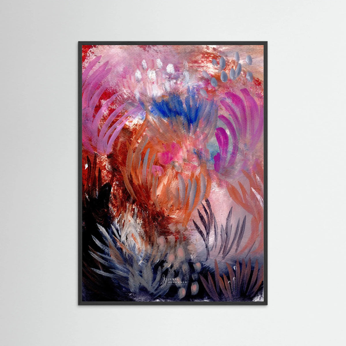 Fiery Field – Fine Art -taidejuliste, abstrakti niittyaihe, Jenni Pennanen Art