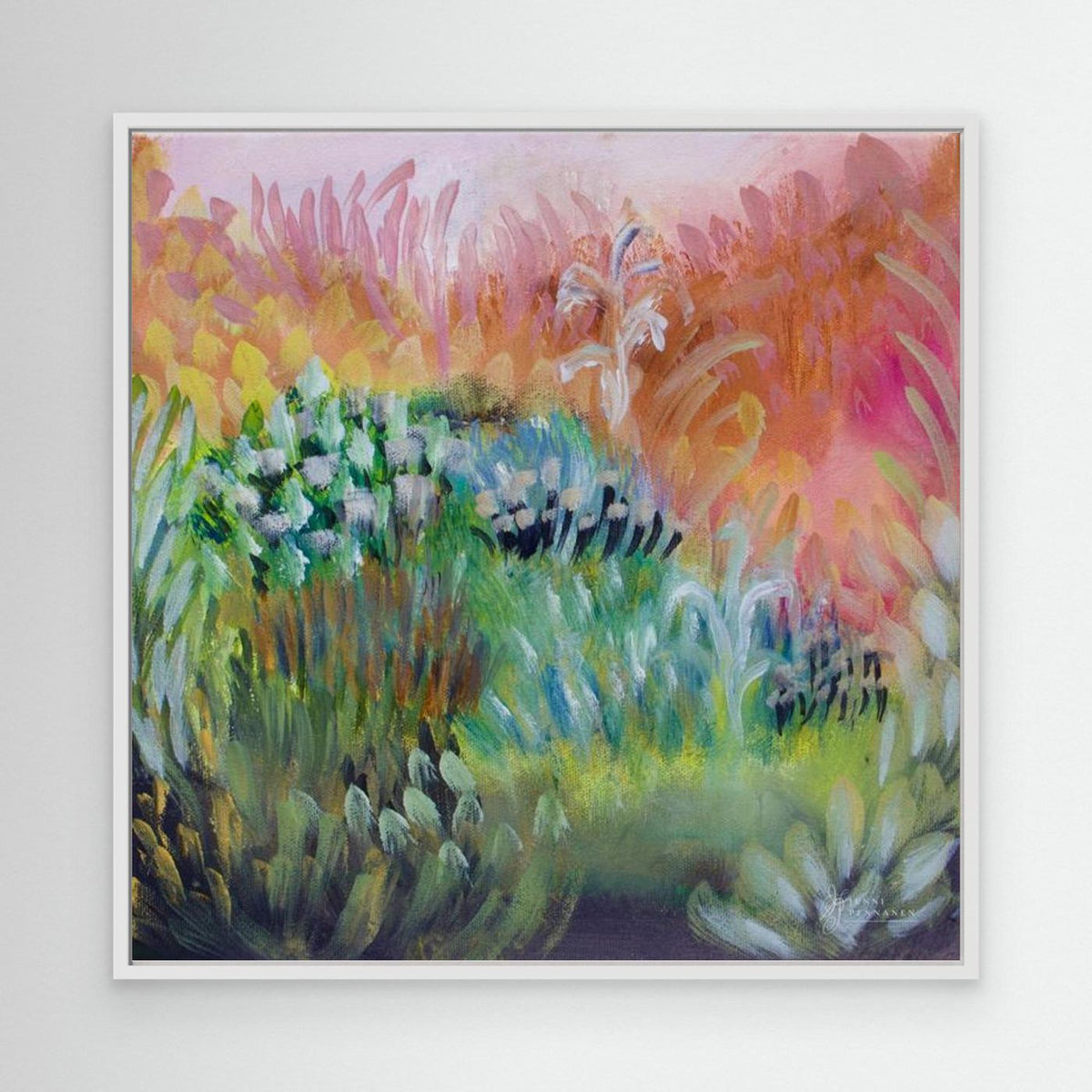 Candy Field, kehystetty canvas-taulu valkoisella kehyksellä