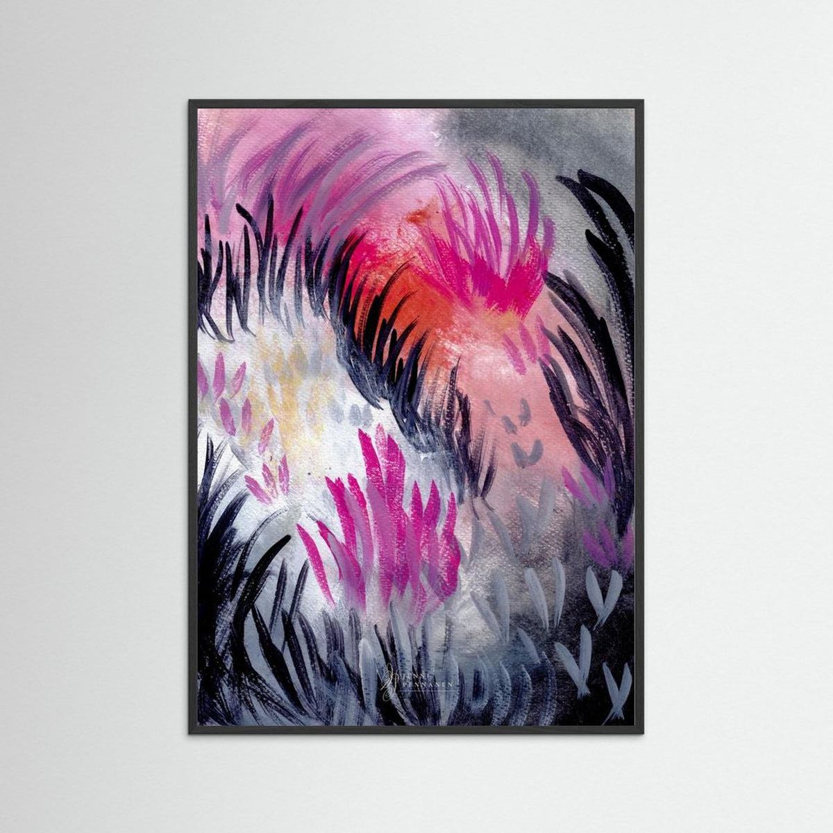 Dusk Field – Fine Art -taidejuliste, abstrakti niittyaihe, Jenni Pennanen Art