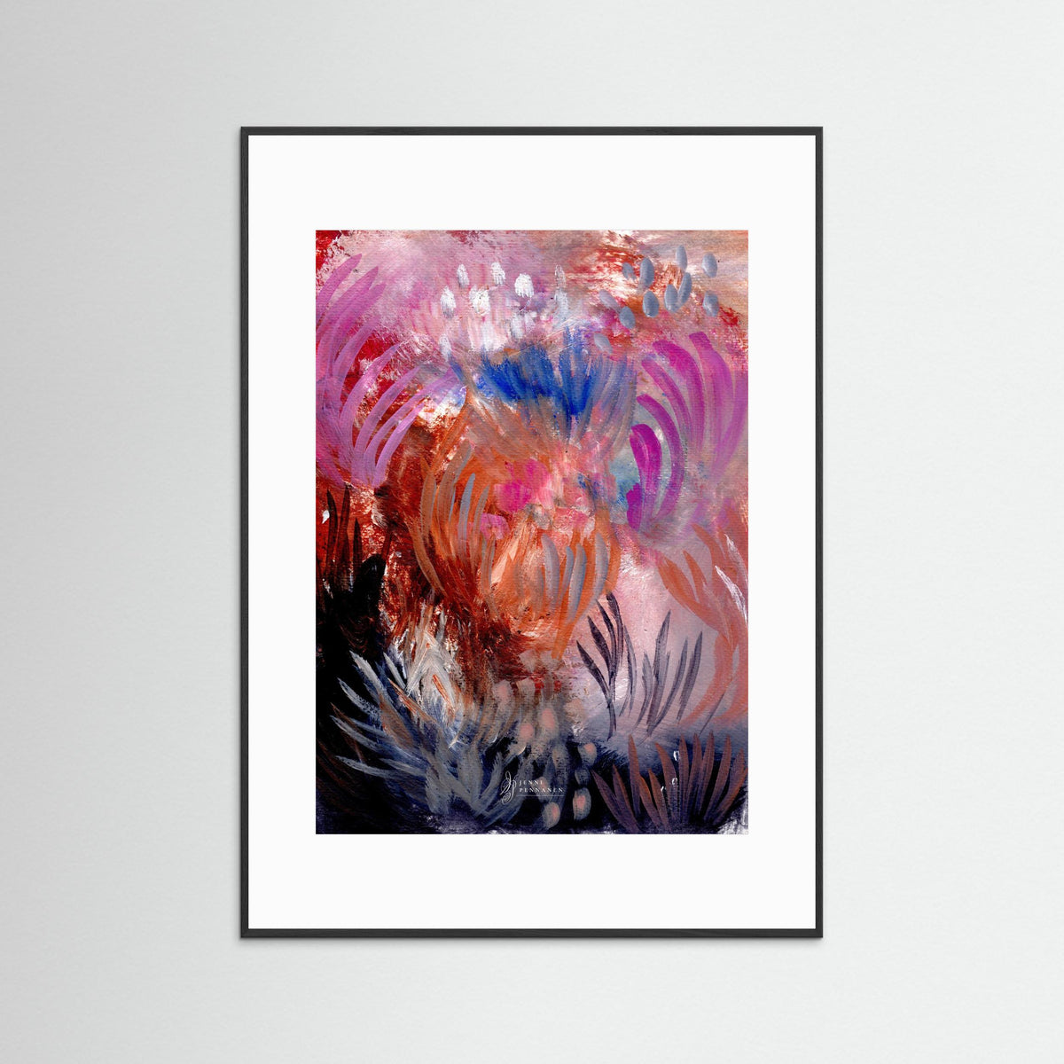 Fiery Field – Fine Art -taidejuliste, abstrakti niittyaihe, Jenni Pennanen Art